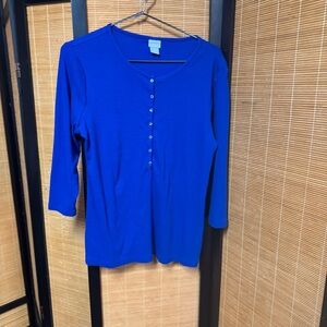 Elegant Royal Blue Long Sleeve Top